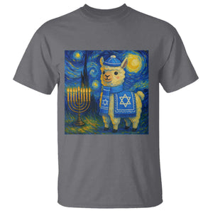Starry Hanukkah Night T Shirt Funny Llama Jewish Holiday Gift TS12 Charcoal Print Your Wear