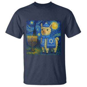 Starry Hanukkah Night T Shirt Funny Llama Jewish Holiday Gift TS12 Navy Print Your Wear