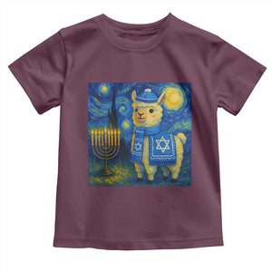 Starry Hanukkah Night Toddler T Shirt Funny Llama Jewish Holiday Gift TS12 Maroon Print Your Wear