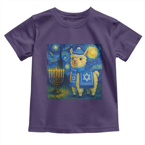 Starry Hanukkah Night Toddler T Shirt Funny Llama Jewish Holiday Gift TS12 Purple Print Your Wear