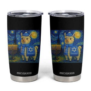 Starry Hanukkah Night Tumbler Cup Funny Llama Jewish Holiday Gift TS12 Black Print Your Wear