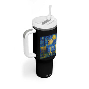 Starry Hanukkah Night Tumbler With Handle Funny Llama Jewish Holiday Gift TS12 Print Your Wear