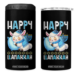 Funny Happy Llamakkah 4 in 1 Can Cooler Tumbler Cute Llama Jewish Holiday Gift TS12 One Size: 16 oz Black Print Your Wear