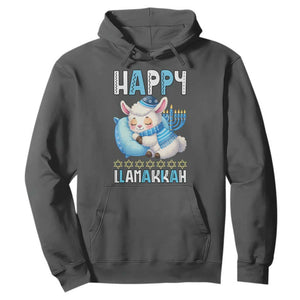 Funny Happy Llamakkah Hoodie Cute Llama Jewish Holiday Gift TS12 Dark Heather Print Your Wear