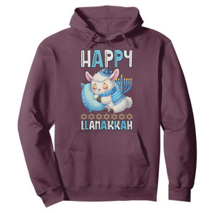 Funny Happy Llamakkah Hoodie Cute Llama Jewish Holiday Gift TS12 Maroon Print Your Wear