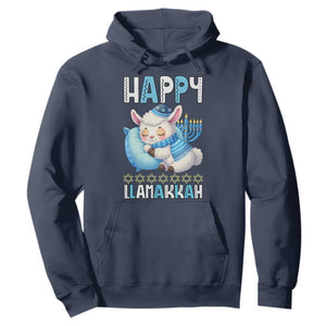 Funny Happy Llamakkah Hoodie Cute Llama Jewish Holiday Gift TS12 Navy Print Your Wear