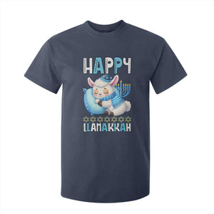 Funny Happy Llamakkah T Shirt For Kid Cute Llama Jewish Holiday Gift TS12 Navy Print Your Wear