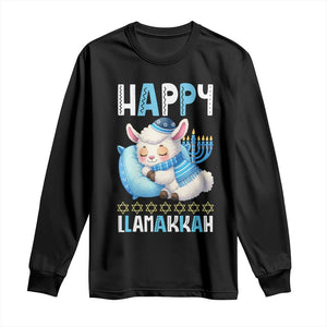 Funny Happy Llamakkah Long Sleeve Shirt Cute Llama Jewish Holiday Gift TS12 Black Print Your Wear