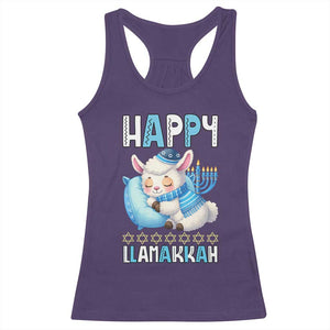 Funny Happy Llamakkah Racerback Tank Top Cute Llama Jewish Holiday Gift TS12 Purple Print Your Wear