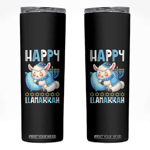 Funny Happy Llamakkah Skinny Tumbler Cute Llama Jewish Holiday Gift TS12 Black Print Your Wear
