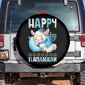 Funny Happy Llamakkah Spare Tire Cover Cute Llama Jewish Holiday Gift TS12 No hole Black Print Your Wear