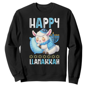 Funny Happy Llamakkah Sweatshirt Cute Llama Jewish Holiday Gift TS12 Black Print Your Wear