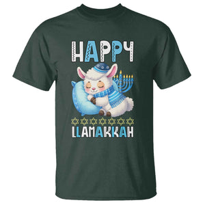 Funny Happy Llamakkah T Shirt Cute Llama Jewish Holiday Gift TS12 Dark Forest Green Print Your Wear