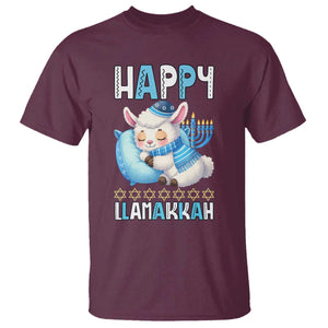 Funny Happy Llamakkah T Shirt Cute Llama Jewish Holiday Gift TS12 Maroon Print Your Wear