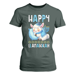 Funny Happy Llamakkah T Shirt For Women Cute Llama Jewish Holiday Gift TS12 Dark Forest Green Print Your Wear