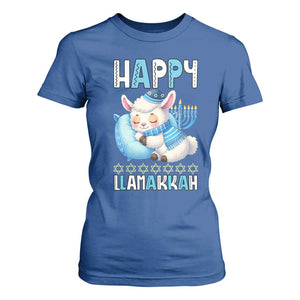 Funny Happy Llamakkah T Shirt For Women Cute Llama Jewish Holiday Gift TS12 Royal Blue Print Your Wear
