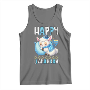 Funny Happy Llamakkah Tank Top Cute Llama Jewish Holiday Gift TS12 Black Heather Print Your Wear