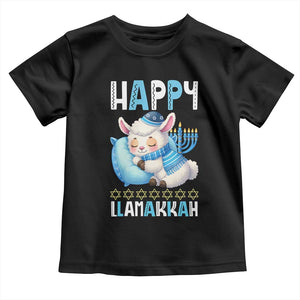 Funny Happy Llamakkah Toddler T Shirt Cute Llama Jewish Holiday Gift TS12 Black Print Your Wear