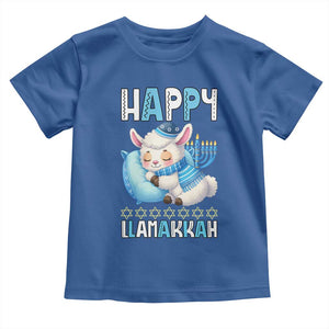 Funny Happy Llamakkah Toddler T Shirt Cute Llama Jewish Holiday Gift TS12 Royal Blue Print Your Wear