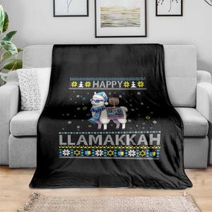 Happy LLamakkah Throw Blanket Funny Llama Ugly Hanukkah Christmas Gift TS12 Print Your Wear