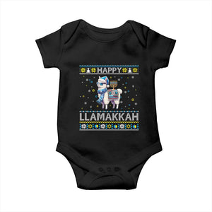 Happy LLamakkah Baby Onesie Funny Llama Ugly Hanukkah Christmas Gift TS12 Black Print Your Wear