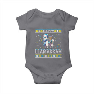 Happy LLamakkah Baby Onesie Funny Llama Ugly Hanukkah Christmas Gift TS12 Charcoal Print Your Wear