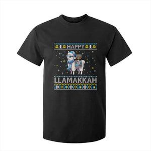 Happy LLamakkah T Shirt For Kid Funny Llama Ugly Hanukkah Christmas Gift TS12 Black Print Your Wear