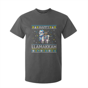 Happy LLamakkah T Shirt For Kid Funny Llama Ugly Hanukkah Christmas Gift TS12 Dark Heather Print Your Wear