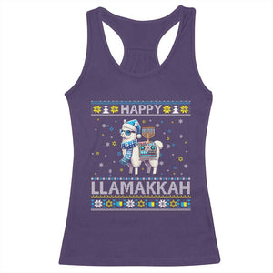 Happy LLamakkah Racerback Tank Top Funny Llama Ugly Hanukkah Christmas Gift TS12 Purple Print Your Wear