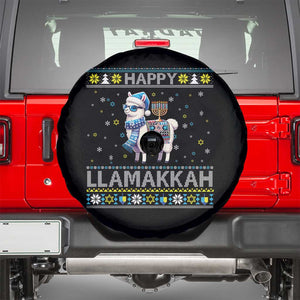 Happy LLamakkah Spare Tire Cover Funny Llama Ugly Hanukkah Christmas Gift TS12 Black Print Your Wear