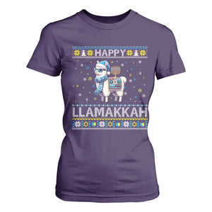 Happy LLamakkah T Shirt For Women Funny Llama Ugly Hanukkah Christmas Gift TS12 Purple Print Your Wear