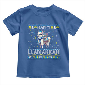 Happy LLamakkah Toddler T Shirt Funny Llama Ugly Hanukkah Christmas Gift TS12 Royal Blue Print Your Wear