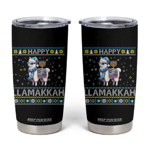Happy LLamakkah Tumbler Cup Funny Llama Ugly Hanukkah Christmas Gift TS12 Black Print Your Wear