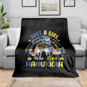 A Girl Loves Hanukkah Throw Blanket Funny Sloth On Llama Jewish Holiday Gift TS12 Print Your Wear