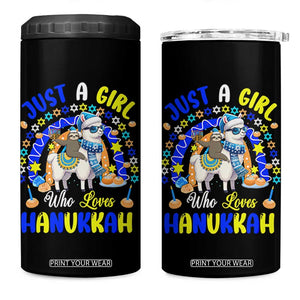 A Girl Loves Hanukkah 4 in 1 Can Cooler Tumbler Funny Sloth On Llama Jewish Holiday Gift TS12 One Size: 16 oz Black Print Your Wear