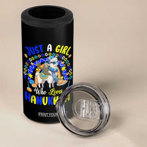 A Girl Loves Hanukkah 4 in 1 Can Cooler Tumbler Funny Sloth On Llama Jewish Holiday Gift TS12 Print Your Wear