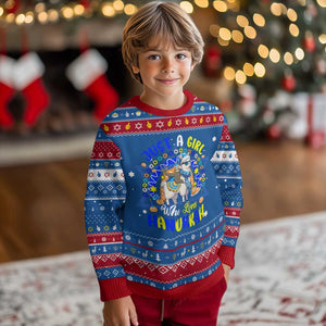 A Girl Loves Chanukkah Hanukkah Ugly Sweater Funny Sloth On Llama Jewish Holiday Gift TS12 Blue Red Print Your Wear