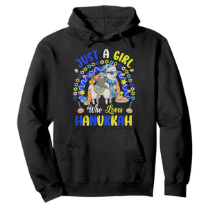 A Girl Loves Hanukkah Hoodie Funny Sloth On Llama Jewish Holiday Gift TS12 Black Print Your Wear
