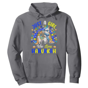 A Girl Loves Hanukkah Hoodie Funny Sloth On Llama Jewish Holiday Gift TS12 Charcoal Print Your Wear