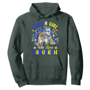 A Girl Loves Hanukkah Hoodie Funny Sloth On Llama Jewish Holiday Gift TS12 Dark Forest Green Print Your Wear