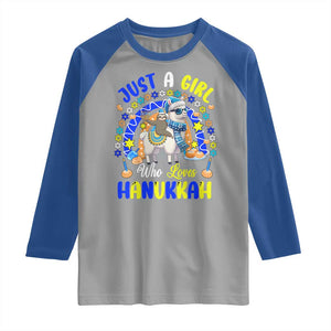 A Girl Loves Hanukkah Raglan Shirt Funny Sloth On Llama Jewish Holiday Gift TS12 Sport Gray Royal Print Your Wear