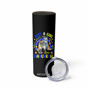 A Girl Loves Hanukkah Skinny Tumbler Funny Sloth On Llama Jewish Holiday Gift TS12 Print Your Wear