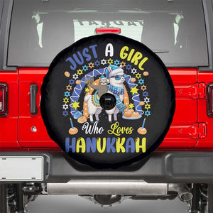 A Girl Loves Hanukkah Spare Tire Cover Funny Sloth On Llama Jewish Holiday Gift TS12 Black Print Your Wear