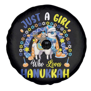 A Girl Loves Hanukkah Spare Tire Cover Funny Sloth On Llama Jewish Holiday Gift TS12 Print Your Wear