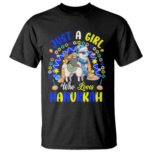 A Girl Loves Hanukkah T Shirt Funny Sloth On Llama Jewish Holiday Gift TS12 Black Print Your Wear
