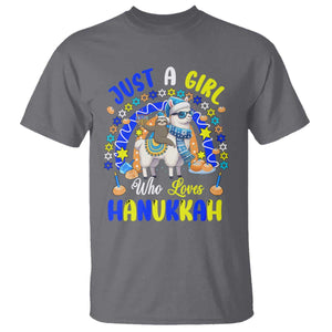 A Girl Loves Hanukkah T Shirt Funny Sloth On Llama Jewish Holiday Gift TS12 Charcoal Print Your Wear