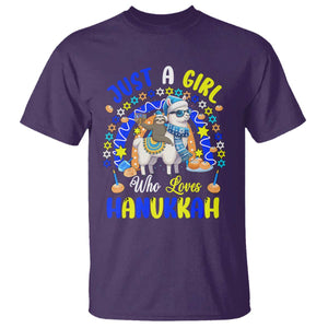 A Girl Loves Hanukkah T Shirt Funny Sloth On Llama Jewish Holiday Gift TS12 Purple Print Your Wear