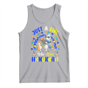 A Girl Loves Hanukkah Tank Top Funny Sloth On Llama Jewish Holiday Gift TS12 Athletic Heather Print Your Wear
