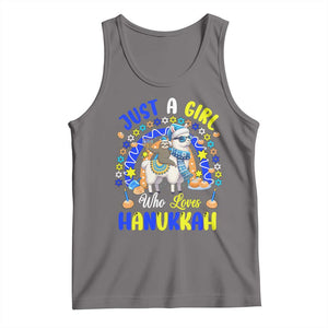 A Girl Loves Hanukkah Tank Top Funny Sloth On Llama Jewish Holiday Gift TS12 Deep Heather Print Your Wear