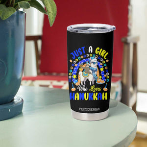 A Girl Loves Hanukkah Tumbler Cup Funny Sloth On Llama Jewish Holiday Gift TS12 Print Your Wear